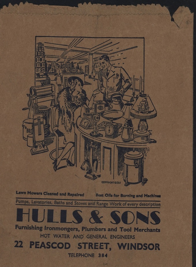 paper bag, Hulls and Sons, date unknown