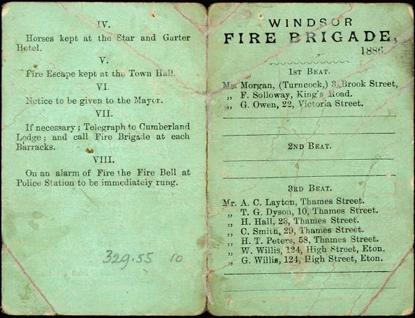Windsor Fire Brigade Rule Book, 1886.